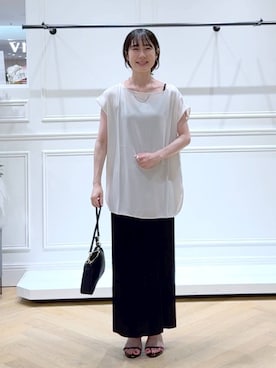 「アイテム（バレッタ/ヘアクリップ）」を使った、なかみさん（レディース・154cm）の夏コーディネート