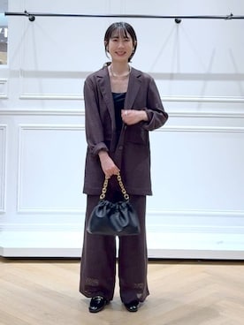 「アイテム（バレッタ/ヘアクリップ）」を使った、なかみさん（レディース・154cm）の秋コーディネート