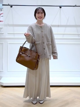 「アイテム（バレッタ/ヘアクリップ）」を使った、なかみさん（レディース・154cm）の秋コーディネート