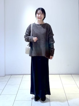 「A part by（アパートバイ）のシャギーニットプルオーバー（ニット/セーター）」を使った、なかみさん（レディース・154cm）の冬コーディネート