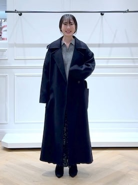 「アイテム（ステンカラーコート）」を使った、なかみさん（レディース・154cm）の秋コーディネート