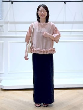 「A part by（アパートバイ）のヘマタイトビーズショートネックレス（ネックレス、シルバー系）」を使った、なかみさん（レディース・155cm）の夏コーディネート