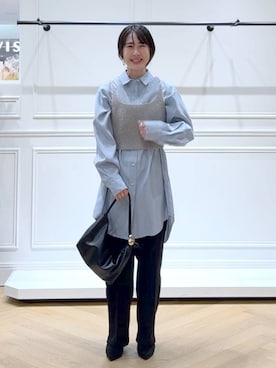 「アイテム（シャツワンピース）」を使った、なかみさん（レディース・154cm）の秋コーディネート