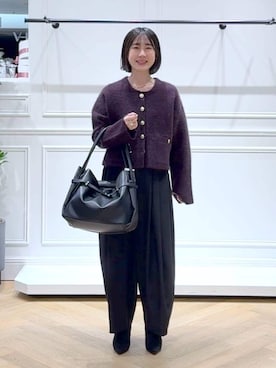 「アイテム（トートバッグ、ブラック系）」を使った、なかみさん（レディース・154cm）の冬コーディネート