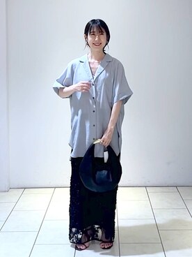 「A part by（アパートバイ）のアイテム（イヤリング）」を使った、なかみさん（レディース・154cm）の夏コーディネート