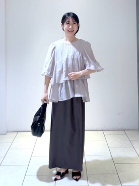 「A part by（アパートバイ）のアイテム（イヤリング）」を使った、なかみさん（レディース・154cm）の夏コーディネート