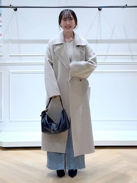 「アイテム（ステンカラーコート）」を使った、なかみさん（レディース・154cm）の秋コーディネート