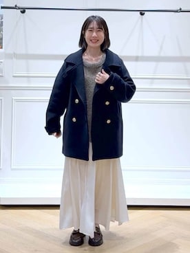 「アイテム（ピーコート）」を使った、なかみさん（レディース・154cm）の冬コーディネート