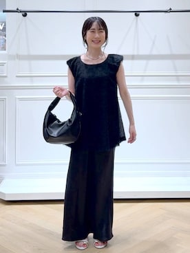 「アイテム（バレッタ/ヘアクリップ）」を使った、なかみさん（レディース・154cm）の秋コーディネート