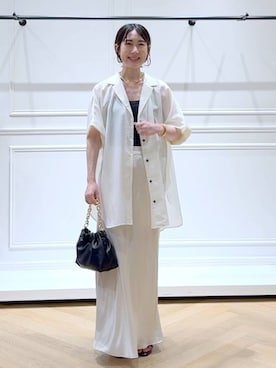 「A part by（アパートバイ）のネックカフ（ネックレス）」を使った、なかみさん（レディース・154cm）の夏コーディネート