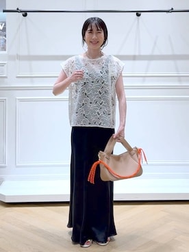「アイテム（スカート）」を使った、なかみさん（レディース・154cm）の夏コーディネート
