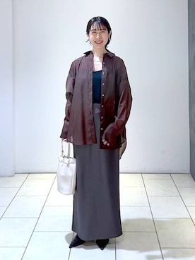 「A part by（アパートバイ）のアイテム（イヤリング）」を使った、なかみさん（レディース・154cm）の秋コーディネート