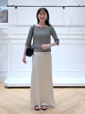 「アイテム（バングル/リストバンド、ベージュ系）」を使った、なかみさん（レディース・154cm）の夏コーディネート