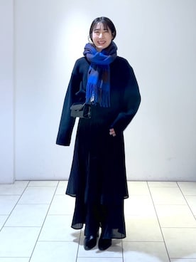 「A part by（アパートバイ）のアイテム（ストール/ショール）」を使った、なかみさん（レディース・154cm）の冬コーディネート