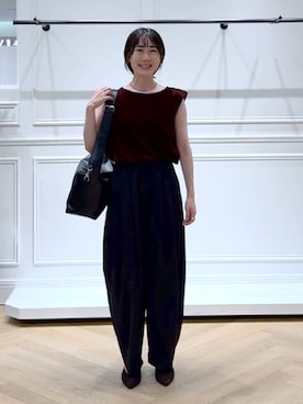「アイテム（バレッタ/ヘアクリップ）」を使った、なかみさん（レディース・154cm）の秋コーディネート