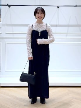 「アイテム（バレッタ/ヘアクリップ）」を使った、なかみさん（レディース・154cm）の秋コーディネート