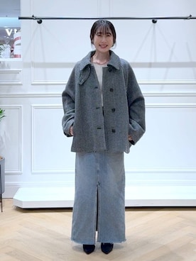 「アイテム（バレッタ/ヘアクリップ）」を使った、なかみさん（レディース・154cm）の秋コーディネート