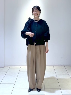 「A part by（アパートバイ）のチュールハンドルトート（ショルダーバッグ）」を使った、なかみさん（レディース・154cm）の秋コーディネート