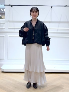 「アイテム（ブルゾン）」を使った、なかみさん（レディース・154cm）の秋コーディネート