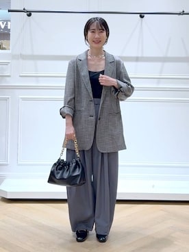 「アイテム（バレッタ/ヘアクリップ）」を使った、なかみさん（レディース・154cm）の秋コーディネート
