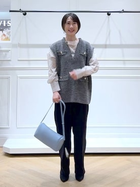 「アイテム（バレッタ/ヘアクリップ）」を使った、なかみさん（レディース・154cm）の秋コーディネート