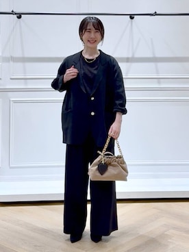 「アイテム（パンツドレス）」を使った、なかみさん（レディース・154cm）の秋コーディネート