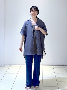 「A part by（アパートバイ）のアイテム（イヤリング）」を使った、なかみさん（レディース・154cm）の夏コーディネート