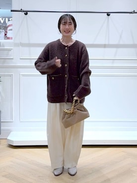 「アイテム（バレッタ/ヘアクリップ）」を使った、なかみさん（レディース・154cm）の秋コーディネート