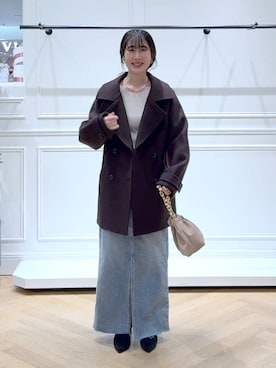 「アイテム（ピーコート）」を使った、なかみさん（レディース・154cm）の秋コーディネート