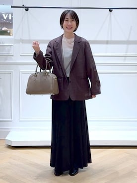 「アイテム（バレッタ/ヘアクリップ）」を使った、なかみさん（レディース・154cm）の秋コーディネート