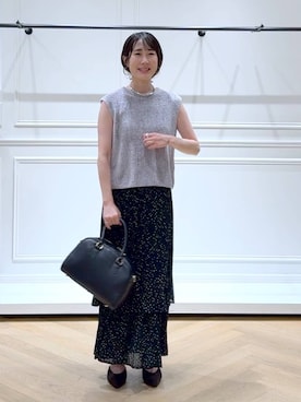 「アイテム（バレッタ/ヘアクリップ）」を使った、なかみさん（レディース・154cm）の秋コーディネート