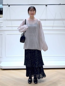「アイテム（バレッタ/ヘアクリップ）」を使った、なかみさん（レディース・154cm）の秋コーディネート