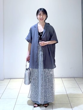 「A part by（アパートバイ）のアイテム（イヤリング）」を使った、なかみさん（レディース・154cm）の夏コーディネート