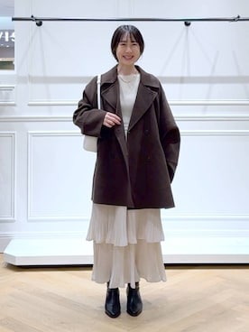 「アイテム（バレッタ/ヘアクリップ）」を使った、なかみさん（レディース・154cm）の秋コーディネート