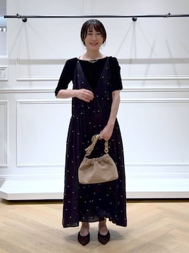 「アイテム（バレッタ/ヘアクリップ）」を使った、なかみさん（レディース・154cm）の夏コーディネート