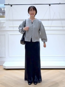 「アイテム（バレッタ/ヘアクリップ）」を使った、なかみさん（レディース・154cm）の秋コーディネート