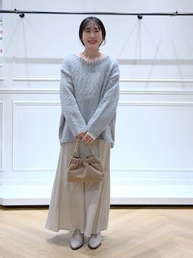 「アイテム（バレッタ/ヘアクリップ）」を使った、なかみさん（レディース・154cm）の秋コーディネート