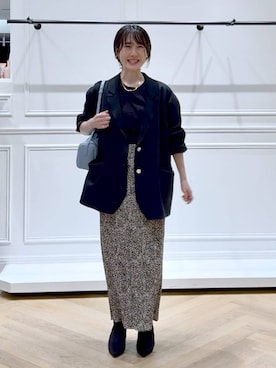 「アイテム（パンツドレス）」を使った、なかみさん（レディース・154cm）の秋コーディネート