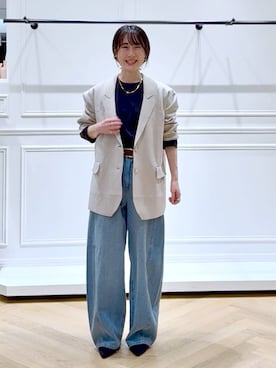 「アイテム（パンツドレス）」を使った、なかみさん（レディース・154cm）の秋コーディネート