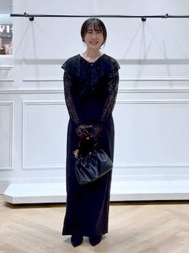 「アイテム（バレッタ/ヘアクリップ、ゴールド系）」を使った、なかみさん（レディース・154cm）の秋コーディネート
