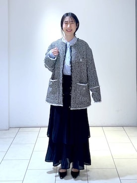 「A part by（アパートバイ）のアイテム（ノーカラージャケット）」を使った、なかみさん（レディース・154cm）の冬コーディネート