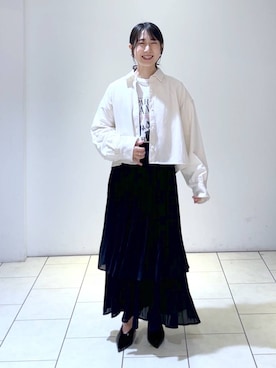 「A part by（アパートバイ）のアイテム（イヤリング）」を使った、なかみさん（レディース・154cm）の秋コーディネート