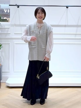 「アイテム（バレッタ/ヘアクリップ）」を使った、なかみさん（レディース・154cm）の秋コーディネート