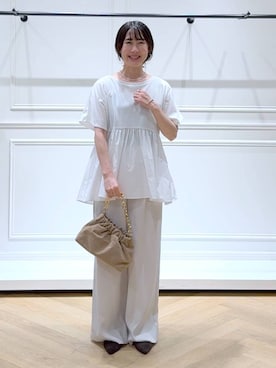 「アイテム（バレッタ/ヘアクリップ）」を使った、なかみさん（レディース・154cm）の秋コーディネート