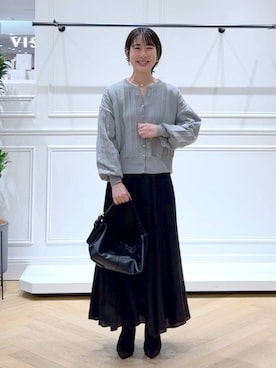 「アイテム（バレッタ/ヘアクリップ）」を使った、なかみさん（レディース・154cm）の秋コーディネート