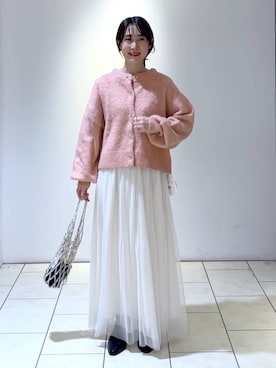 「A part by（アパートバイ）の≪追加3≫ラメチュールプリーツスカート（スカート）」を使った、なかみさん（レディース・154cm）の秋コーディネート