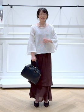 「アイテム（バレッタ/ヘアクリップ）」を使った、なかみさん（レディース・154cm）の秋コーディネート