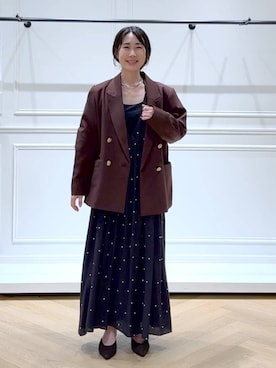 「アイテム（バレッタ/ヘアクリップ）」を使った、なかみさん（レディース・154cm）の秋コーディネート