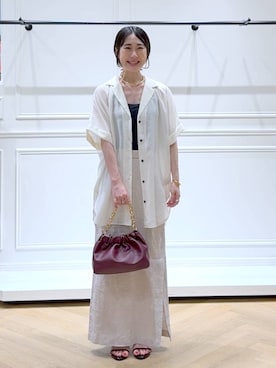 「A part by（アパートバイ）のネックカフ（ネックレス）」を使った、なかみさん（レディース・154cm）の夏コーディネート