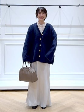 「アイテム（バレッタ/ヘアクリップ）」を使った、なかみさん（レディース・154cm）の秋コーディネート